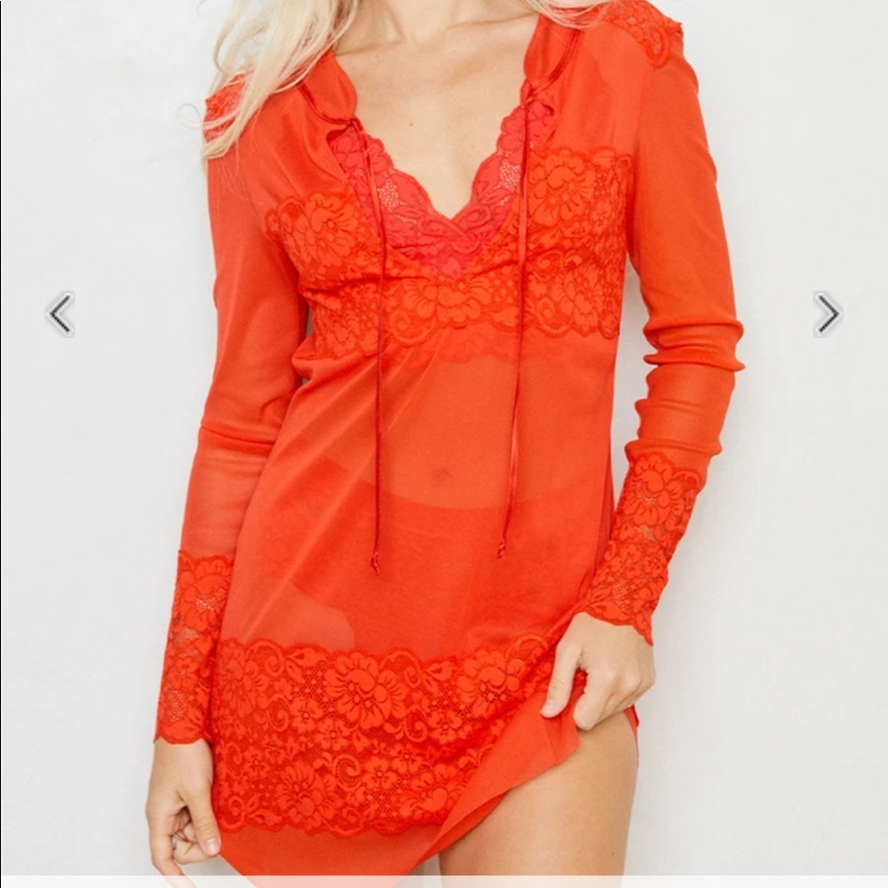 We are Hah Red Lace Dress Medium